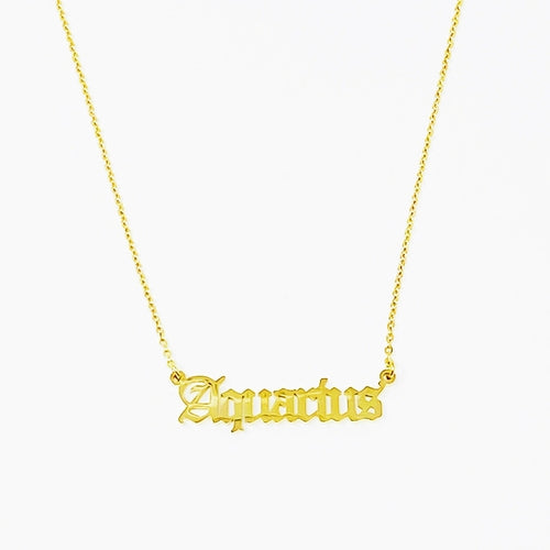 Old English Zodiac Necklace | Choose Your Sign