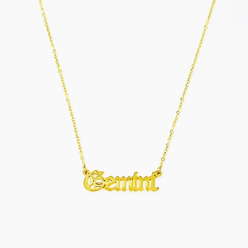 Old English Zodiac Necklace | Choose Your Sign