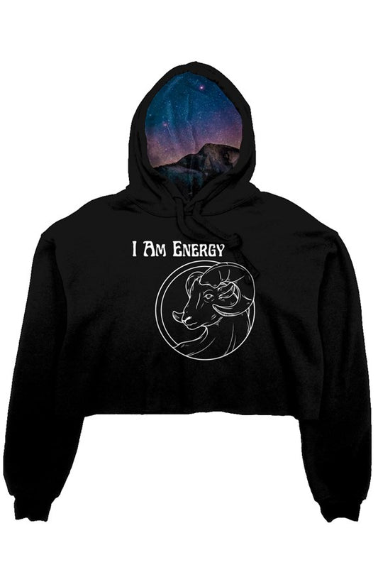 ARIES Cosmic Crop Hoodie in BLACK - NIGHT