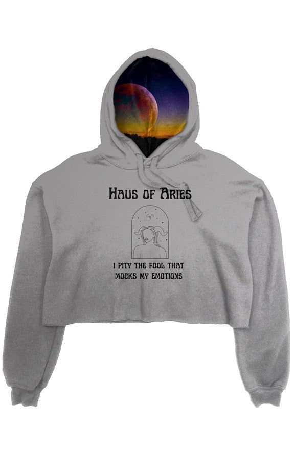 ARIES Cosmic Crop Hoodie in LIGHT GREY - MARS