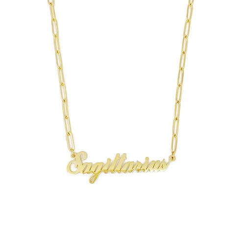 18k Gold Paperclip Chain Zodiac Necklace