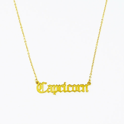 Old English Zodiac Necklace | Choose Your Sign