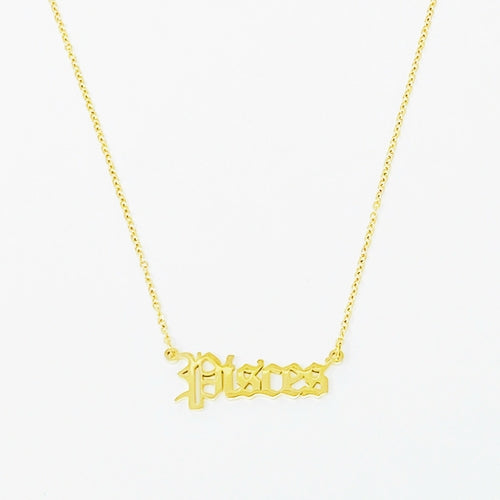 Old English Zodiac Necklace | Choose Your Sign