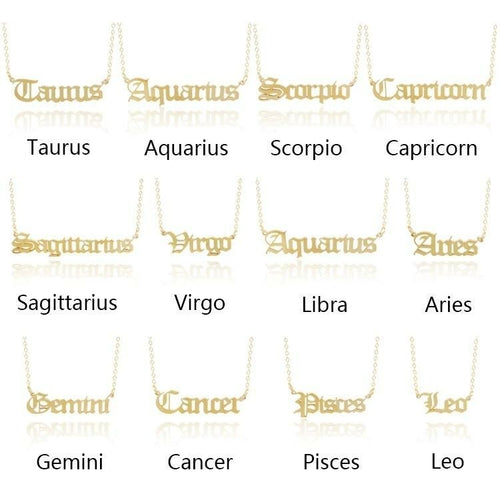 Old English Zodiac Necklace | Choose Your Sign