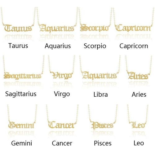 Old English Zodiac Necklace | Choose Your Sign