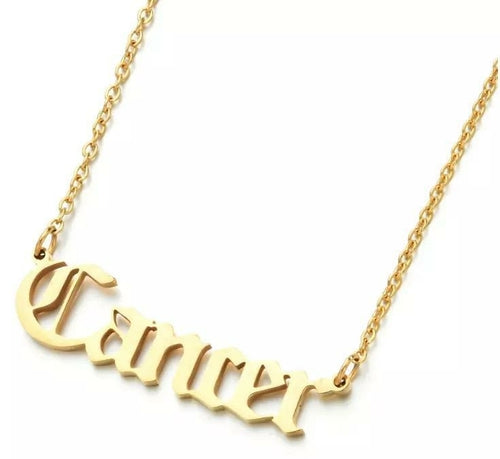 Old English Zodiac Necklace | Choose Your Sign