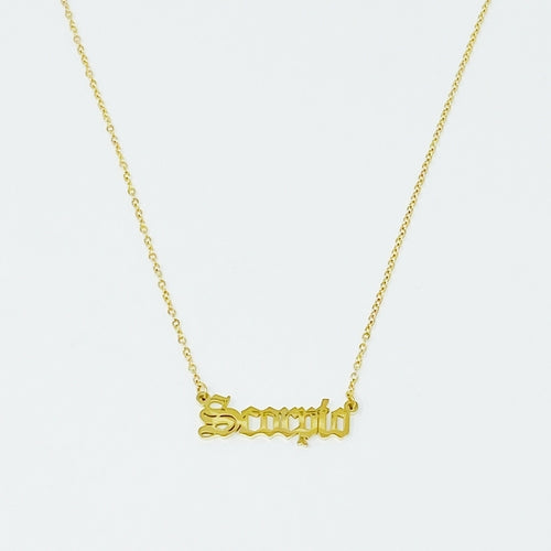 Old English Zodiac Necklace | Choose Your Sign