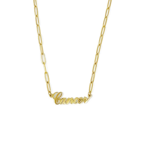 18k Gold Paperclip Chain Zodiac Necklace