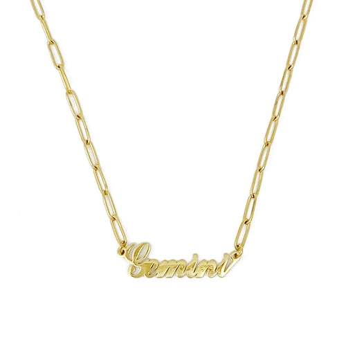 18k Gold Paperclip Chain Zodiac Necklace