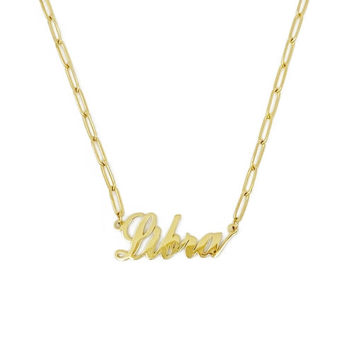 18k Gold Paperclip Chain Zodiac Necklace