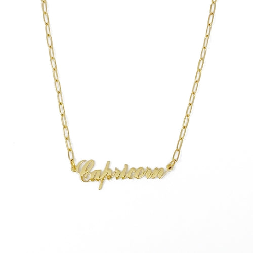 18k Gold Paperclip Chain Zodiac Necklace