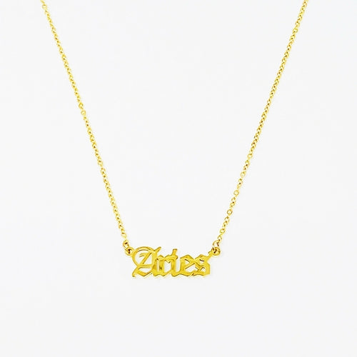 Old English Zodiac Necklace | Choose Your Sign