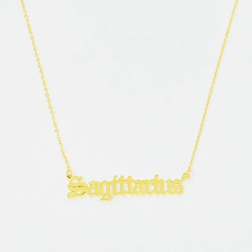 Old English Zodiac Necklace | Choose Your Sign