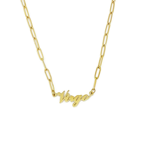 18k Gold Paperclip Chain Zodiac Necklace