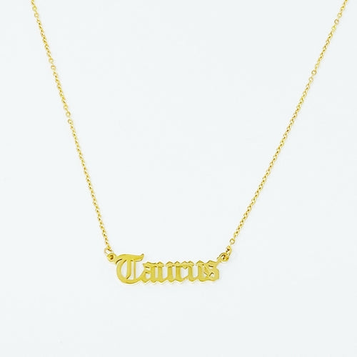 Old English Zodiac Necklace | Choose Your Sign