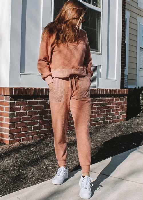 The Stevie | Cozy Loungewear Open Back Jogger Women's Set