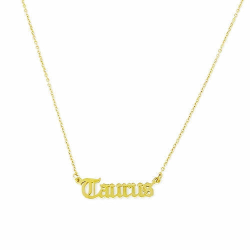 Old English Zodiac Necklace | Choose Your Sign