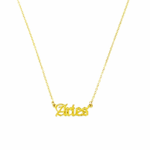 Old English Zodiac Necklace | Choose Your Sign