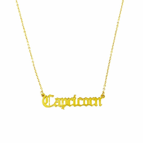 Old English Zodiac Necklace | Choose Your Sign