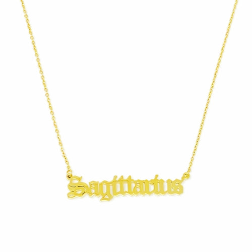 Old English Zodiac Necklace | Choose Your Sign