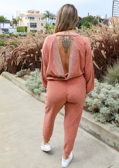The Stevie | Cozy Loungewear Open Back Jogger Women's Set